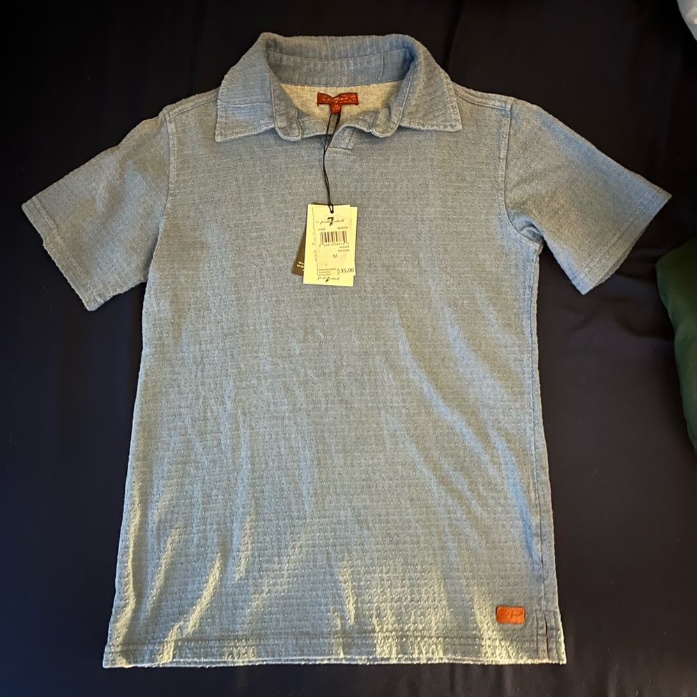 7 for all Mankind boys blue collared shirt